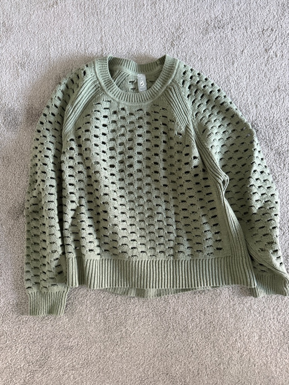 Never-Worn Lou & Grey Light Sage Open-Knit Crewneck Sweater